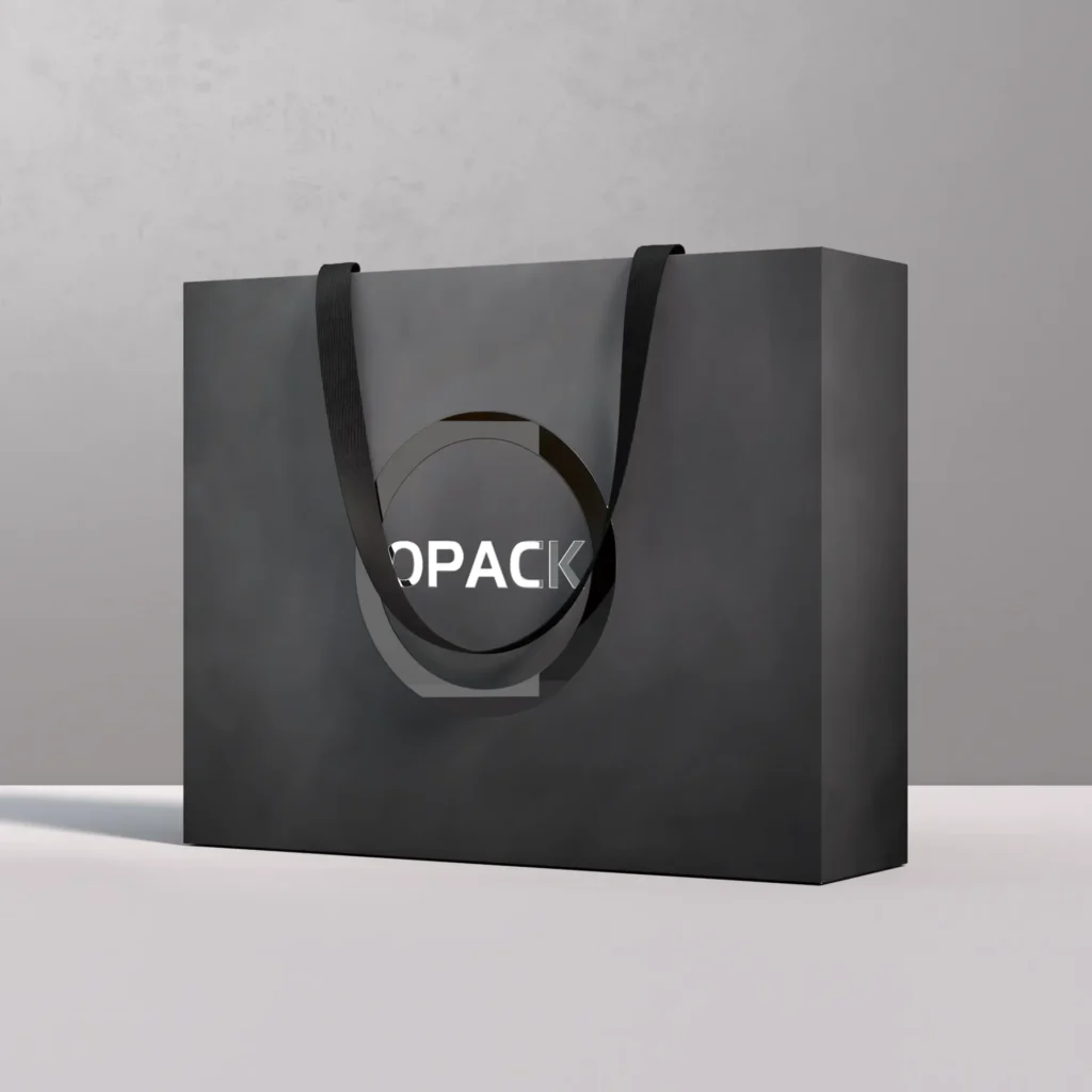 Black Board with Logo Hot Silver Stamping and UV Clothing Shopping Bag