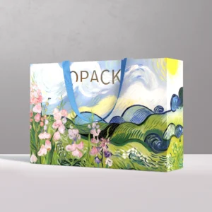 Ivory Board with 4c-Printing Van Gogh-Inspired Floral Dream Clothing Shopping Bag