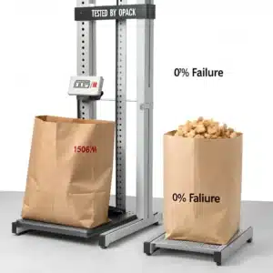 a side by side paper bag strength test