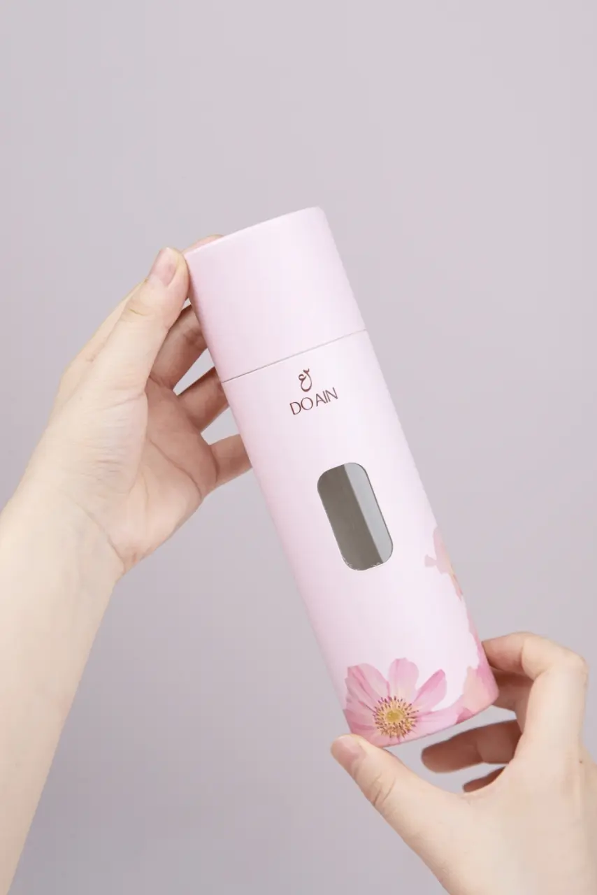 Paper tube packaging with transparent window, ideal for product display