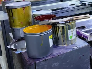 Eco-friendly soy ink being used in packaging, ensuring sustainability and vibrant prints.