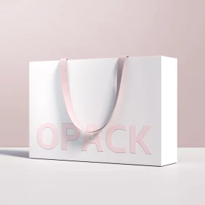 Artistic Paper with Logo 1c-Pink Printing and Embossed Clothing Shopping Bag