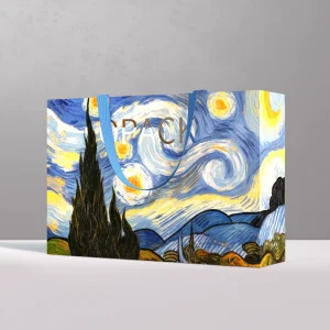 Ivory Board with 4c-Printing Van Gogh Starry Sky Clothing Shopping Bag